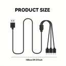 Cable de Datos Cargador 3-en-1, USB A a Tipo-C 3 Multifuncional, Compatible con Teléfonos Móviles/Android y Más
