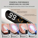 Afilador de uñas profesional para uñas gruesas, uñas viejas, belleza de uñas, extracción de uñas, onicomicosis - Recargable por USB con 4 cabezales de afilado, pantalla digital, diseño blanco y azul, afilador de uñas para uñas gruesas, salud de las uñas,