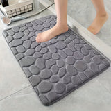1pc Alfombra De Baño De Espuma Viscoelástica Suave Y Cómoda Con Relieve De Adoquines - Absorbente De Agua Rápido Y Lavable - Antideslizante - Perfecto Para La Habitación De La Ducha Y Accesorios De Baño, Decoración De Otoño, Decoraciones De Baño