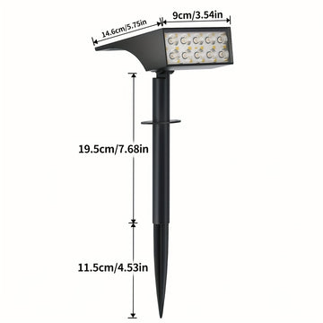 Pack de 4 Luces Solares para Jardín Exterior, Luces para Árboles y Paisajes de Villa con 66 LEDs, Foco Solar Impermeable IP65 sin Control Remoto