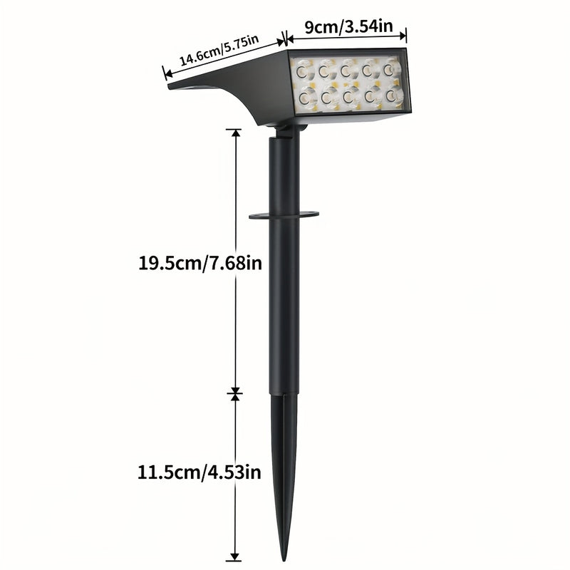 Pack de 4 Luces Solares para Jardín Exterior, Luces para Árboles y Paisajes de Villa con 66 LEDs, Foco Solar Impermeable IP65 sin Control Remoto