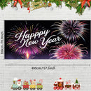 1pc de poliéster tejido de Año Nuevo pancarta de puerta de garaje, 400.0x180.01cm, diseño clásico de fuegos artificiales de dibujos animados, decoración para interior/exterior para Navidad, Halloween, Pascua, Acción de Gracias, Día de San Valentín - No s