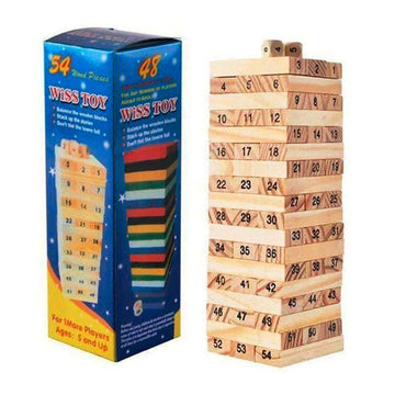 Torre Tipo Jenga 48 Bloques En Madera Juego de Mesa + Dados TJ01-JJM
