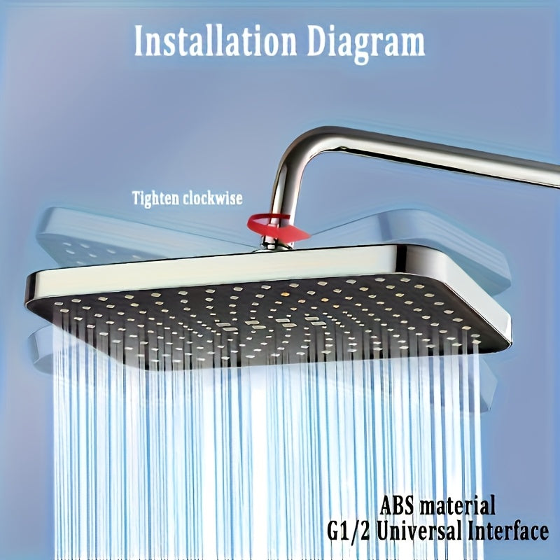 1 pieza, cabeza de ducha de pared de gran tamaño de alta presión - Diseño moderno de plástico negro, 304X118mm, cubrimiento completo del cuerpo con flujo de agua uniforme, fácil de instalar para el baño del hogar, soporte de cabeza de ducha, accesorios d