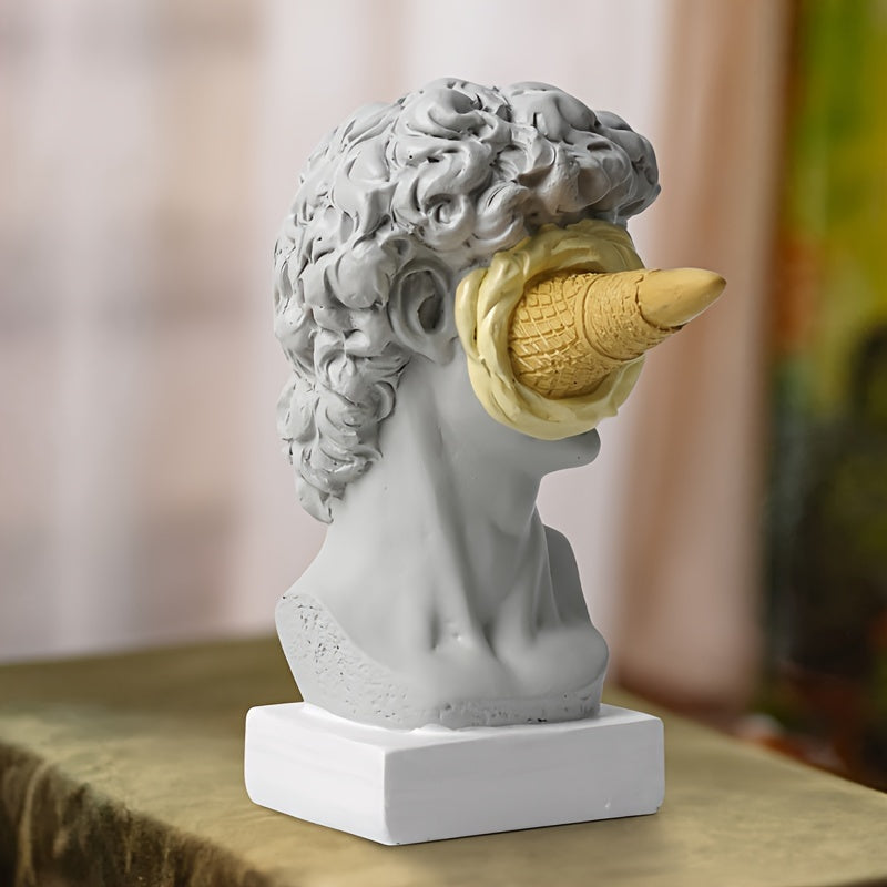 1pc, Escultura de David en helado amarillo, decoración de escritorio moderna y simple para dormitorio, sala de estar y entrada europea