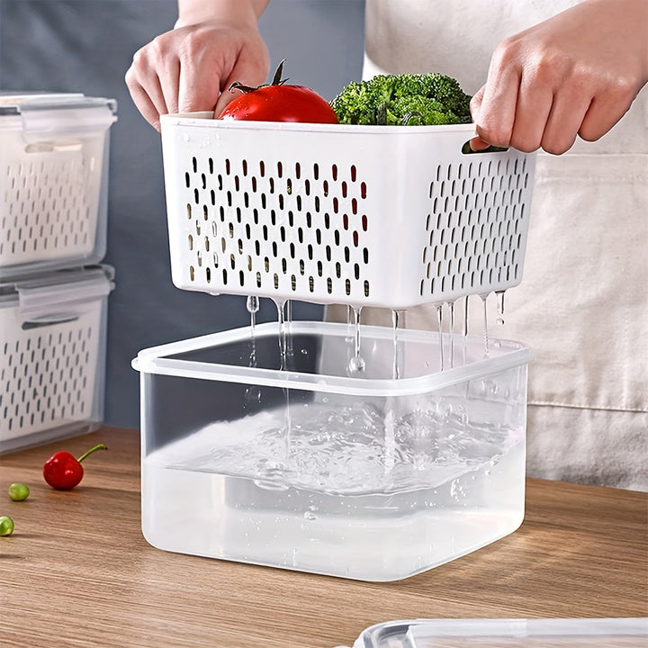 Juego de 9 Recipientes para Alimentos sin BPA con Cesta y Tapas - Herméticos, Apto para Nevera, Reutilizable Organizador Multiusos para Frutas, Verduras y Comidas