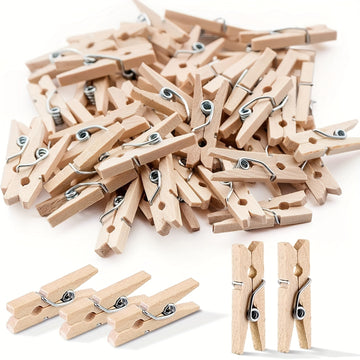 100 Piezas, Mini Pinzas Para La Ropa Para Fotos, Pequeñas Pinzas Para La Ropa De Madera Natural, Mini Pinzas Para Fotos Pequeñas Para Manualidades, Arte, Cócteles