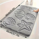Alfombra de Baño Ultra-Suave con Estampado de Estrella de Mar y Concha - Esponja de Alta Densidad 25D, Súper Absorbente y Antideslizante, Perfecta para Bañeras, Duchas y Decoración del Hogar, Accesorios de Baño, Estampado de Alta Frecuencia, Alfombra de