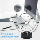 Pendulo Céleste Metálico Moderno - Adorno de Escritorio Orbital Oscilante para Hogar y Oficina, Funciona con Pilas (No Incluye Pilas AA), Diseño Elegante y Moderno con Marco Esférico y Base Metálica, Ideal para Decoración de Habitaciones o Escritos