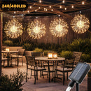 2 piezas/4 piezas, luces solares colgantes para jardín con efecto de fuegos artificiales, esferas luminosas estrelladas con 240/480 LED, 8 modos, luces de hadas con alambre de cobre para patio, sombrilla, alero, árbol, carpa, decoración de Año Nuevo y Na
