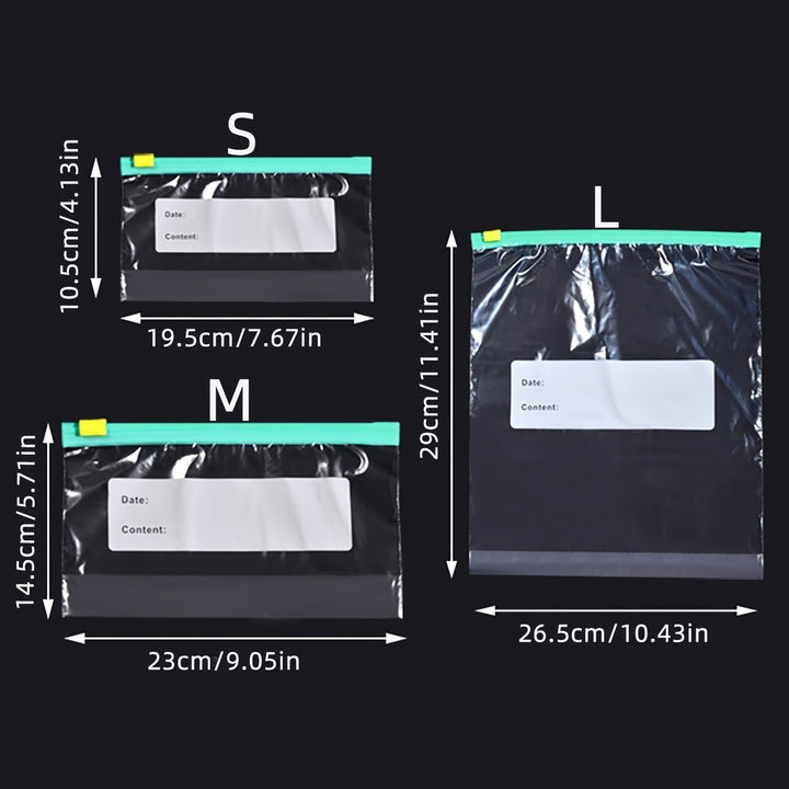 10pcs Bolsas de Almacenamiento Transparentes de PE con Sello de Cuerda Deslizante - Reutilizables, Mantenimiento de Frescura para Refrigerador y Congelador, Ideales para Frutas, Verduras, Carne y Más, Almacenamiento de Alimentos