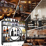Unidad de Bar Montada en Estantes Flotantes para Vino de Metal Moderno, Estantería para Copas y Soporte de Exhibición de Hierro con Estantes para Bares de Restaurante