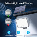 Luz solar con sensor de movimiento de 400 LED - Aplique de pared para exteriores con cable de 5.0 metros, control remoto, iluminación de anochecer a amanecer, función de seguridad para porche, jardín y regalos navideños, luz de seguridad exterior | Luz e