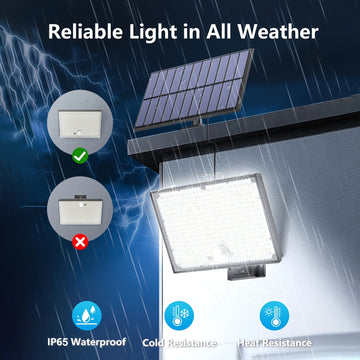 Luz solar con sensor de movimiento de 400 LED - Aplique de pared para exteriores con cable de 5.0 metros, control remoto, iluminación de anochecer a amanecer, función de seguridad para porche, jardín y regalos navideños, luz de seguridad exterior | Luz e