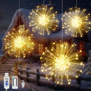 4 Luces de Fuegos Artificiales, 360 LED Impermeables con Control Remoto y Cable de Cobre, Ideales para Jardín o Patio, Perfectas para Navidad