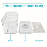 Juego de 3 piezas: 1 tapa + 1 caja + 1 contenedor de refrigerador de gran capacidad con función de temporizador, registra el tiempo de inserción para evitar caducidad y desperdicio, ideal para almacenar verduras, frutas y bebidas en la cocina