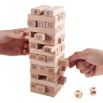 Torre Tipo Jenga 48 Bloques En Madera Juego de Mesa + Dados TJ01-JJM