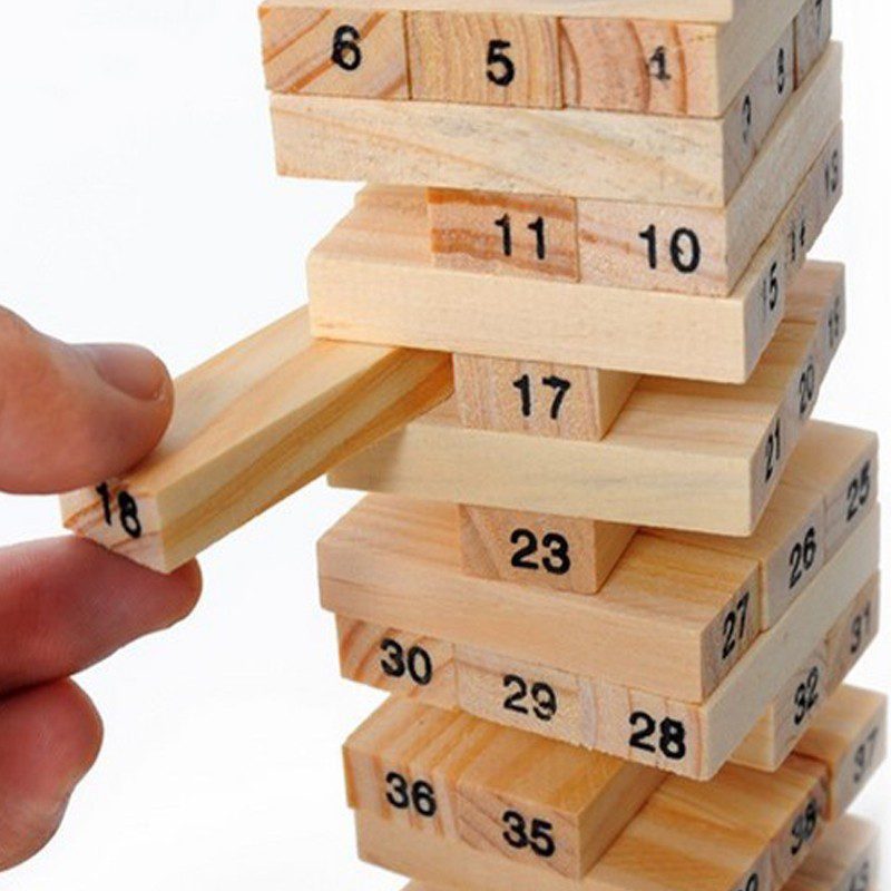 Torre Tipo Jenga 48 Bloques En Madera Juego de Mesa + Dados TJ01-JJM