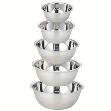 Juego de 5 tazones de acero inoxidable con base antideslizante, duraderos y seguros para alimentos, para uso en la cocina