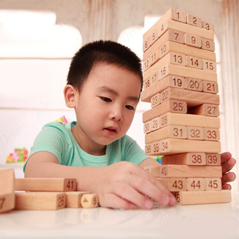 Torre Tipo Jenga 48 Bloques En Madera Juego de Mesa + Dados TJ01-JJM
