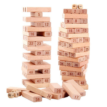 Torre Tipo Jenga 48 Bloques En Madera Juego de Mesa + Dados TJ01-JJM