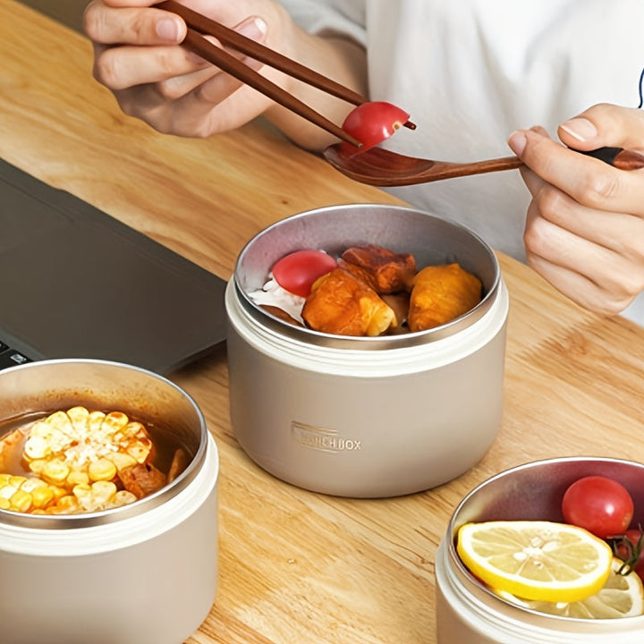 1 Juego de Tupper y Bolsa de Almuerzo - Disponible en Múltiples Colores - 4 Capas de Tupper de Acero Inoxidable + 1 Bolsa Aislada, Tupper Aislado Sellado, Adecuado para Escuela, Oficina, Camping al Aire Libre y Uso en Casa, Seguro para Microondas