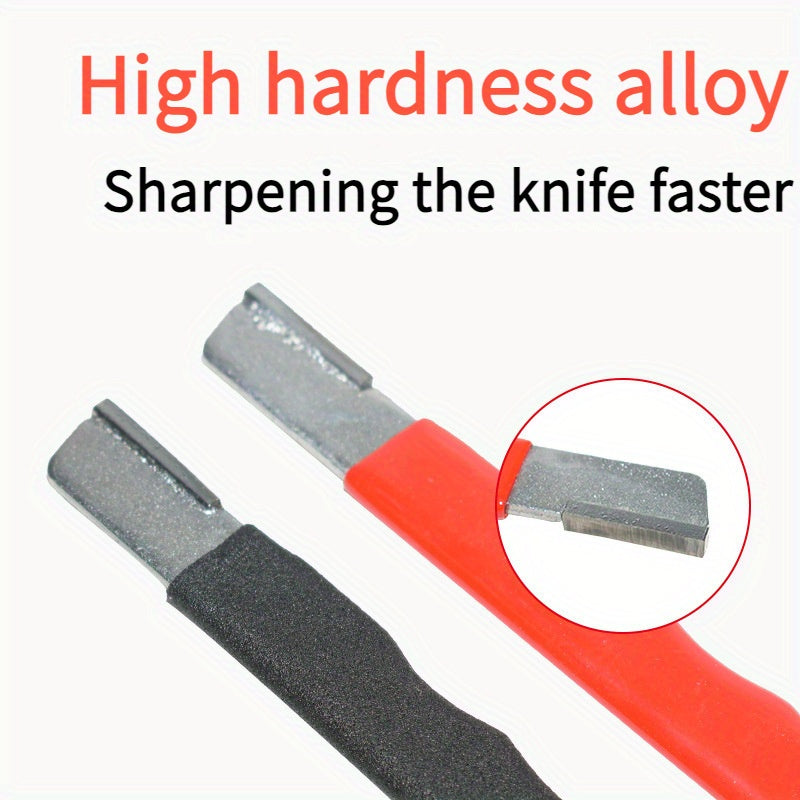 Juego de afilado de cuchillos profesional de 2 piezas, material de aleación duradera, diseño de mango ergonómico, adecuado para tijeras de cocina y jardín, afiladores manuales de metal, herramienta de reparación de cuchillas, no requiere electricidad.