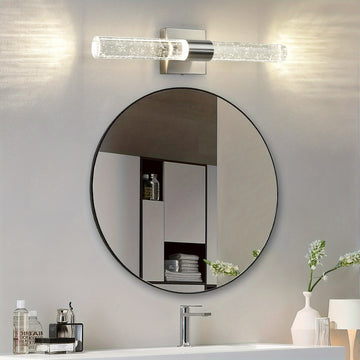 Aplique Moderno para Baño Aplique Plateado Iluminación de Pared Aplique de Pared LED de Cristal 39.88 cm 5000K Aplique de Tocador de Baño Montado en Pared Vertical y Horizontal para Dormitorio y Sala de Estar