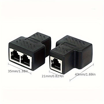 Adaptador Divisor RJ45, Conector de Red USB 1 a 2 Doble Enchufe Ethernet LAN 8P8C Cable Extensor para Cat5, Cat5e, Cat6, Cat7