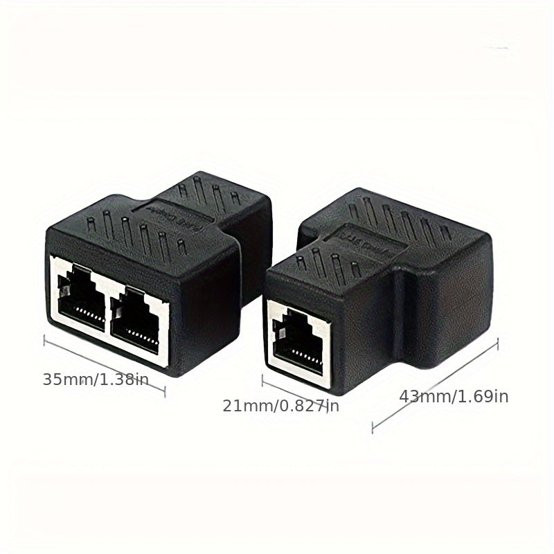 Adaptador Divisor RJ45, Conector de Red USB 1 a 2 Doble Enchufe Ethernet LAN 8P8C Cable Extensor para Cat5, Cat5e, Cat6, Cat7