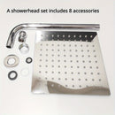 Juego de Ducha de Acero Inoxidable 8 Piezas, Cabezal Giratorio Grande con Cobertura Total del Agua, Diseño Ultra Fino, Accesorios para Baño