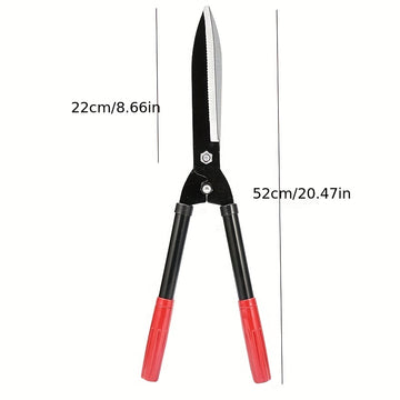 1 pza. Tijeras de poda para jardín con mangos ergonómicos rojos y cuchillas metálicas negras - Acero al carbono de alta resistencia, mecanismo de tornillo ajustable para cortes precisos, no necesita electricidad, herramientas para jardín, diseño de herra
