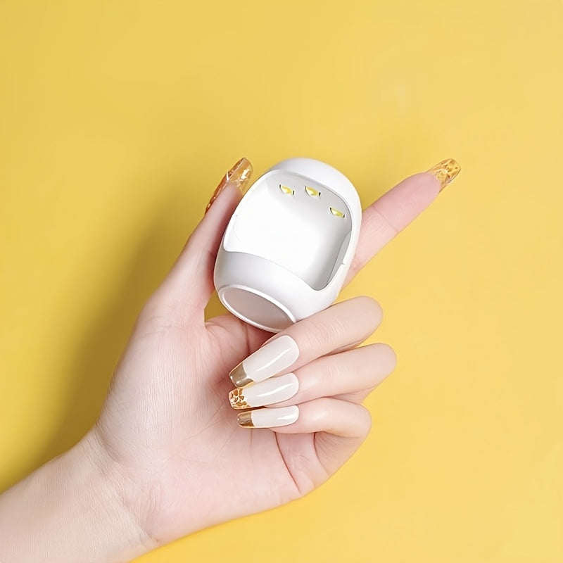 Mini Lámpara LED para Uñas con USB – Luz Portátil para Esmalte en Gel, Diseño Compacto con Exterior Blanco e Interior Amarillo, Ideal para Manicuras en Casa