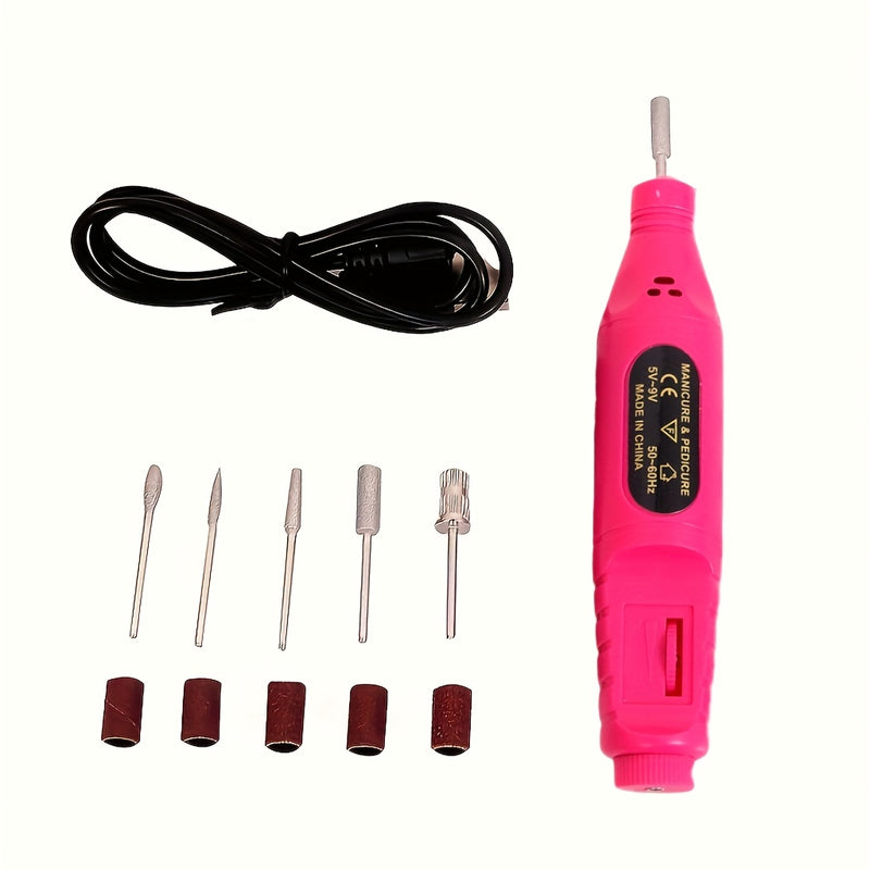 Afilador de uñas, juego de pulidor de uñas eléctrico, juego profesional de pulidor de belleza de uñas, dispositivo de pulido de uñas USB, gadget de arte de uñas, adecuado para salones de uñas.