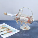 Soporte Elegante para Botella de Vino Individual - Metal con Patrones Intrincados de Hojas y Enredaderas, Acabado Dorado para Mesa en Sala de Estar, Cocina o Comedor - Portavinos Decorativo, Adorno para la Cocina