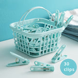 30pcs Pinzas de Plástico Duraderas con Cestas Independientes - Clips Portátiles para Secar Ropa y Sábanas para el Hogar y Esenciales de Viaje, Secadora de Ropa, Estantes de Secado
