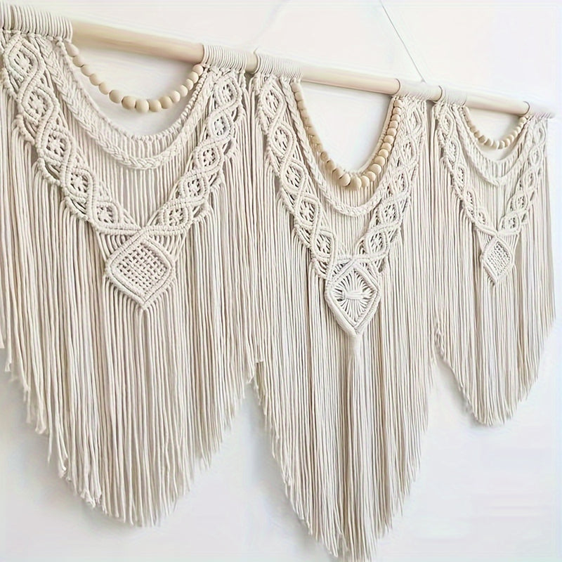 Tapiz bohemio con borlas grandes, decoración tejida a mano elegante para el hogar, dormitorio, sala de estar, bodas, fiestas de Halloween y Navidad