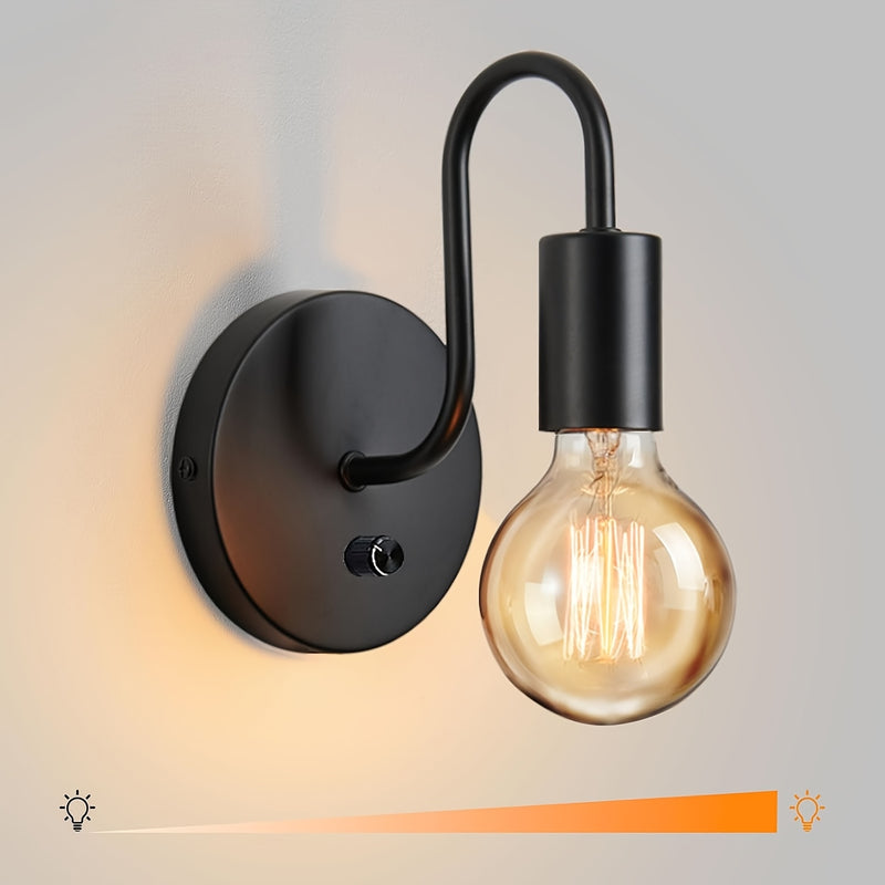 Linterna de pared negra, lámpara retro regulable E26 industrial para dormitorio, baño o pasillo (bombilla no incluida)