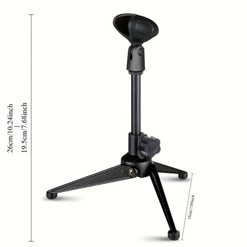 Soporte de micrófono de escritorio plegable y portátil con trípode, soporte para micrófono de escritorio, base triangular sólida, altura retráctil del soporte triangular, gran compatibilidad, adecuado para grabaciones, podcasts, transmisiones en vivo, co