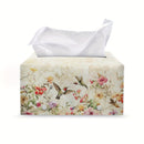 1pc Cubierta de Caja de Pañuelos de Cuero Pu con Cinturón Antideslizante, Estampado Vintage de Flores y Colibrí, Organizador Portátil de Pañuelos, Cubierta Decorativa para Caja de Pañuelos para Sala de Estar, Baño y Oficina
