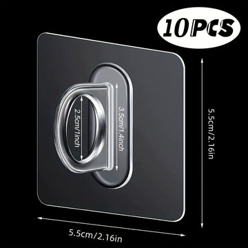 6/10/20pcs Ganchos Adhesivos Fuertes y Transparentes - Montaje en Pared Versátil para Barras de Cortina y Dispensadores de Loción - Duraderos, Ahorra Espacio, Fácil Instalación, Diseño Elegante, Ganchos de Utilidad