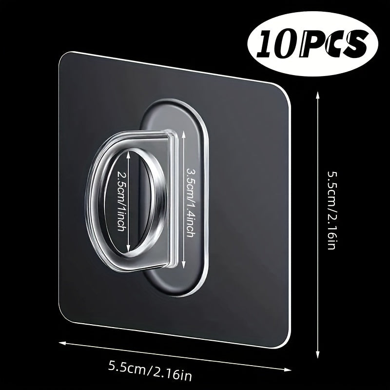 6/10/20pcs Ganchos Adhesivos Fuertes y Transparentes - Montaje en Pared Versátil para Barras de Cortina y Dispensadores de Loción - Duraderos, Ahorra Espacio, Fácil Instalación, Diseño Elegante, Ganchos de Utilidad