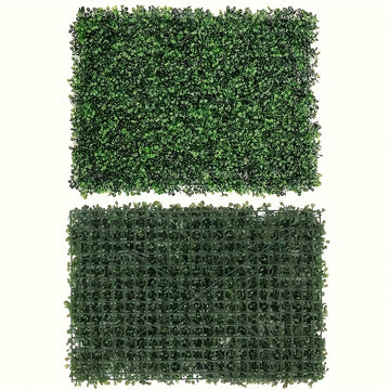 5 piezas de paneles de pared de boj artificial - Verde oscuro plástico, follaje artificial, resistente al tiempo y fácil de instalar, 39,88 cm x 59,94 cm, perfecto para decoración interior y exterior, valla de privacidad, fondo de boda, paisajismo para h
