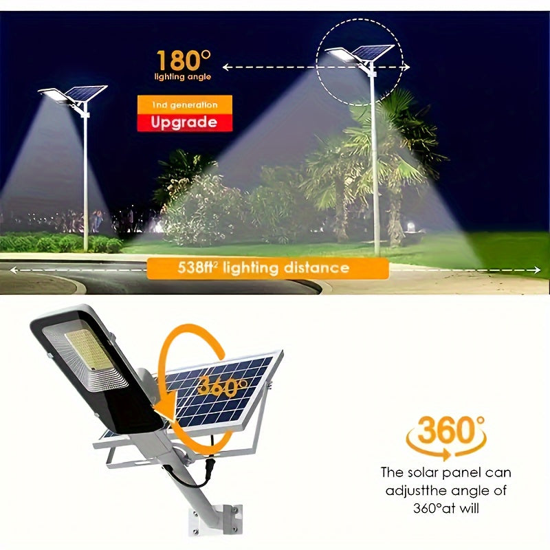 Luz solar para exteriores con 350 LED - 6500K, control remoto, fácil instalación para garaje, jardín, terraza