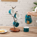 Soporte de almacenamiento colgado para taza de café de madera y hierro, acabado pulido, fácil de instalar, estilo de moda, para mesa