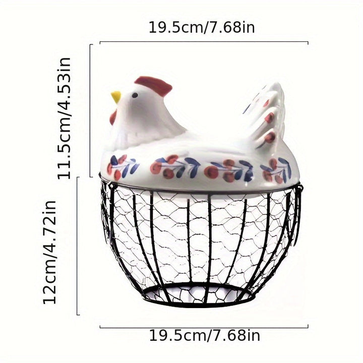 Canasta de Almacenamiento en Forma de Gallina con Tapa - Portahuevos Multifuncional y Organizador de Cocina - Diseño Decorativo para Mantener el Orden en la Mesa - Tapa Sellada Antipolvo para Uso Doméstico y de Cocina