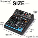 Mezclador de audio USB profesional Depusheng de 4/6 canales con iluminación RGB, consola de sonido, grabación para PC, entradas XLR y RCA para streaming, karaoke, fiestas, estudio en casa - material ABS, no requiere batería, configuración de grabación, a