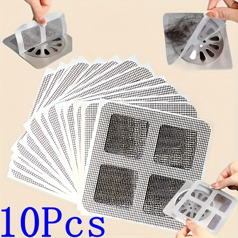 10/30/50/100pcs Pegatinas de Acero Inoxidable para Desagüe de Ducha - Cubiertas de Malla Desechables para Baño, Cocina y Lavabo - Prevención de Atascos por Cabello Humano y Mascota, Diseño Flexible, Flujo Efectivo de Agua