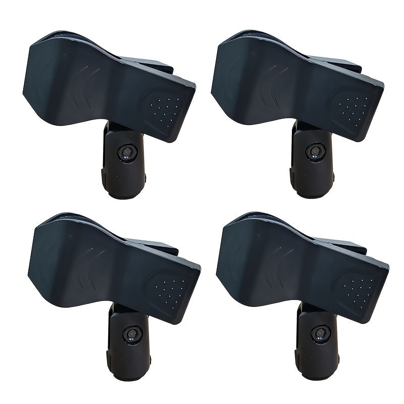 4 piezas de clips de soporte de micrófono para PC negros, soporte de micrófono con cable e inalámbrico giratorio, accesorios de montaje