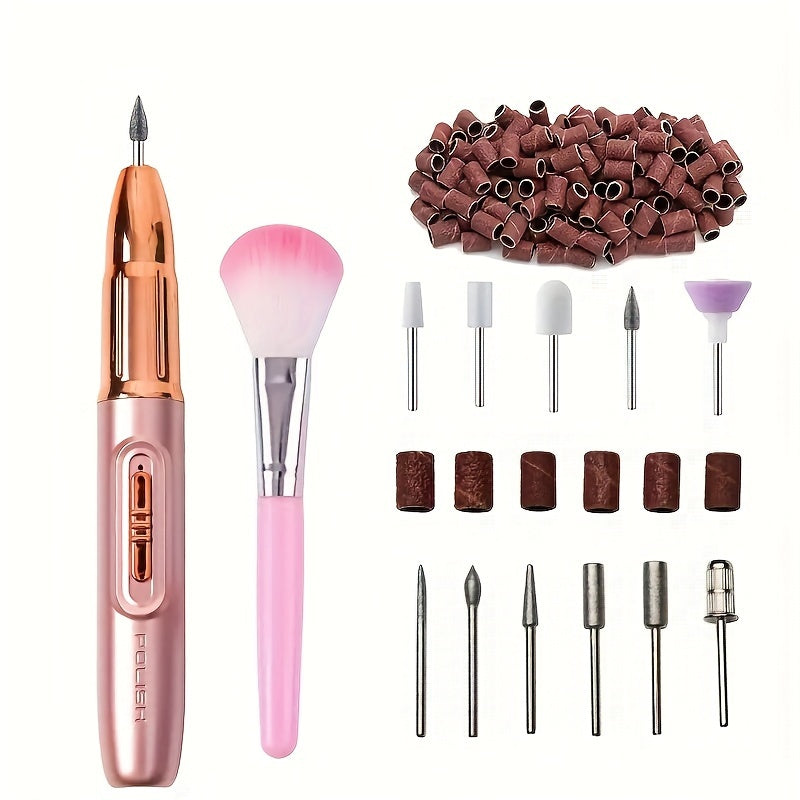 Kit de Cuidado de Uñas Eléctrico 5-en-1: Herramienta de Manicura y Pedicura Recargable por USB con 11 Brocas y Bandas de Lijado - Perfecto para Exfoliar, Pulir y Uñas Acrílicas